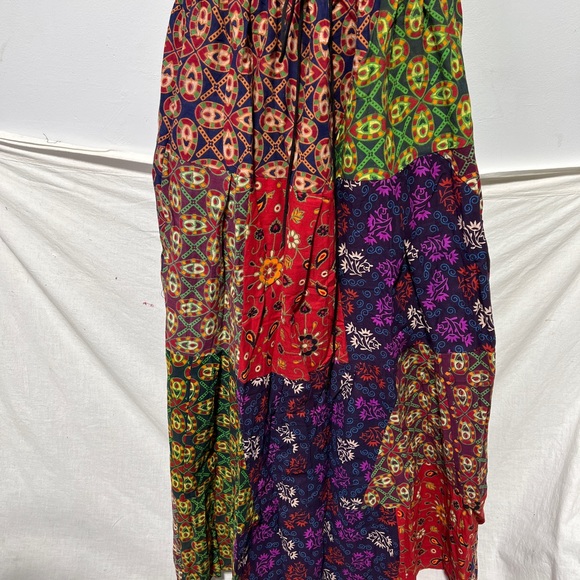 Boho Patchwork Skirt * Long Gypsy Hippie Tiered in 100% Silky Rayon * Maxi Full - Picture 4 of 6